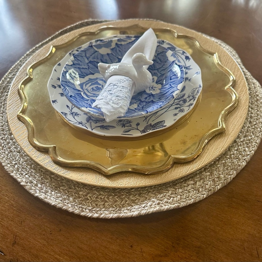 Vintage Solid Brass Charger w/ Scallop Edge 10.5"